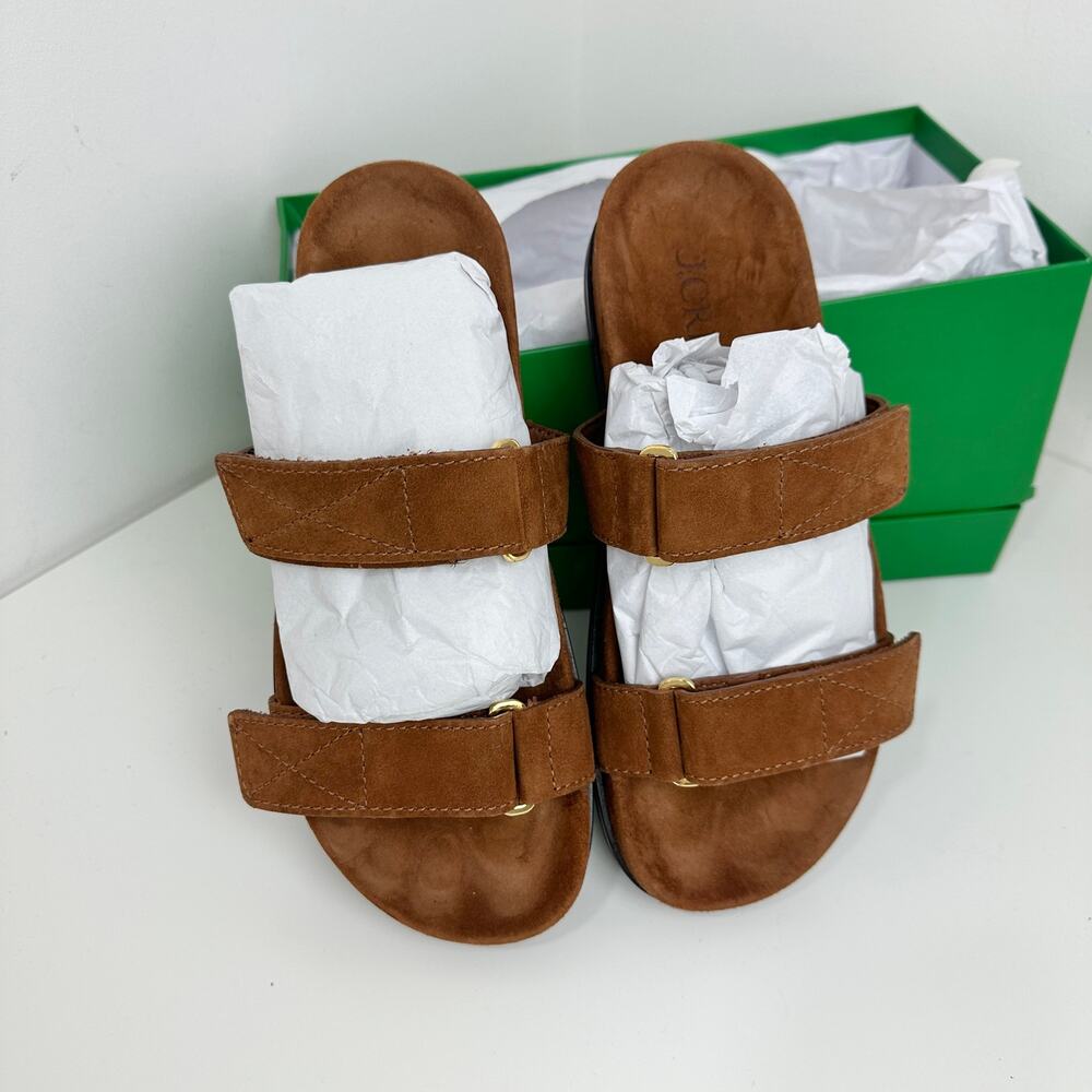 J.Crew New Colbie Wide Strap Sandals Slide Suede English Saddle Womens US 7.5 - Picture 3 of 10